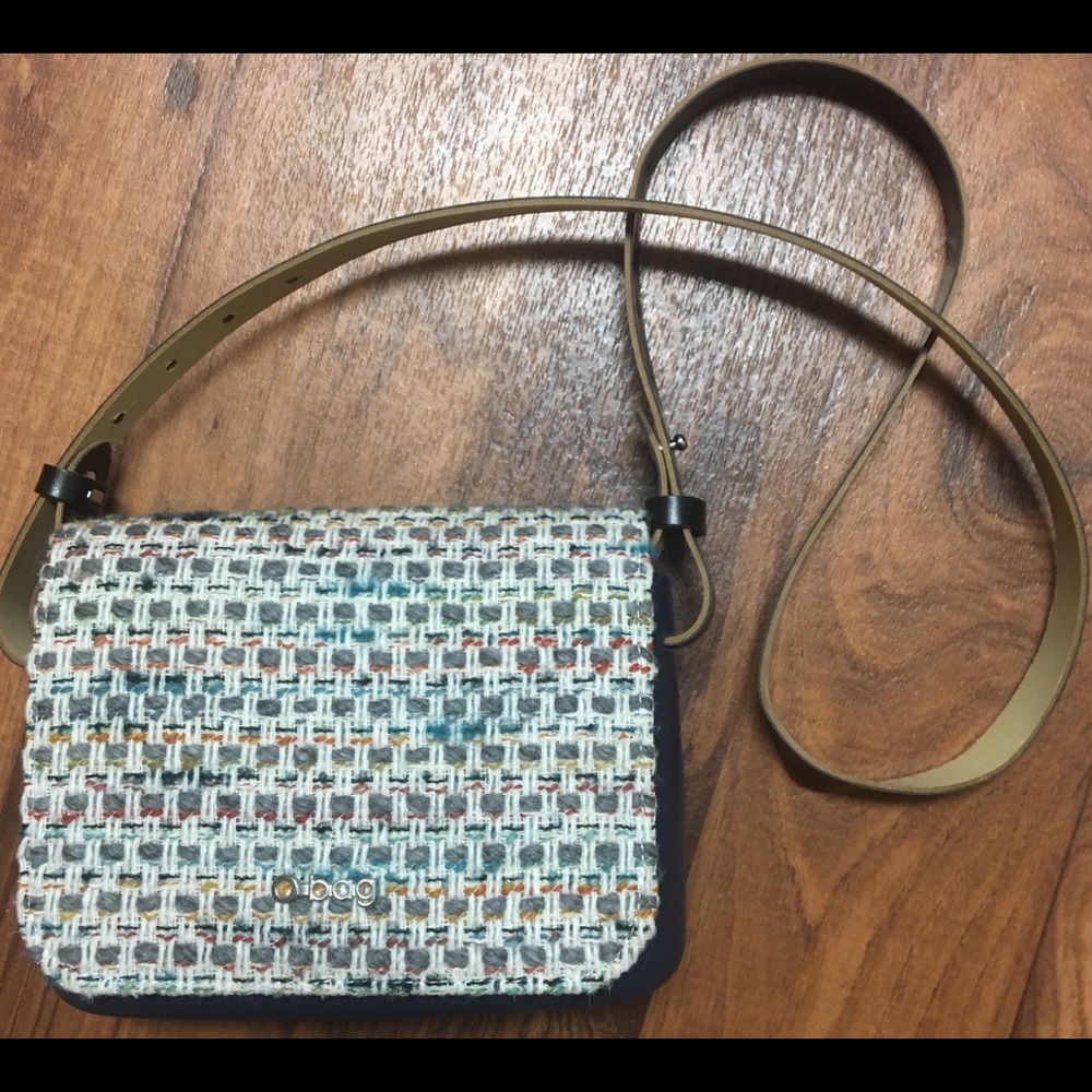 Italian made O pocket shoulder bag, flap, & strap